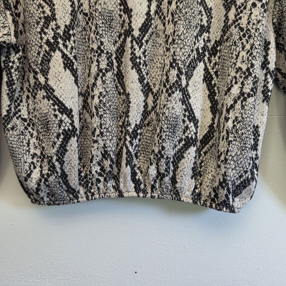 ZARA Trafaluc Snake Animal Print Knit Balloon Sleeve Cropped Blouse Women Size M - Picture 4 of 9